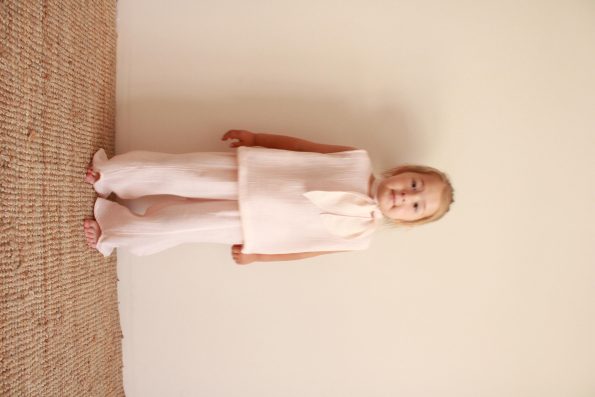 Pink Striped Muslin Set with Foulard Detail
