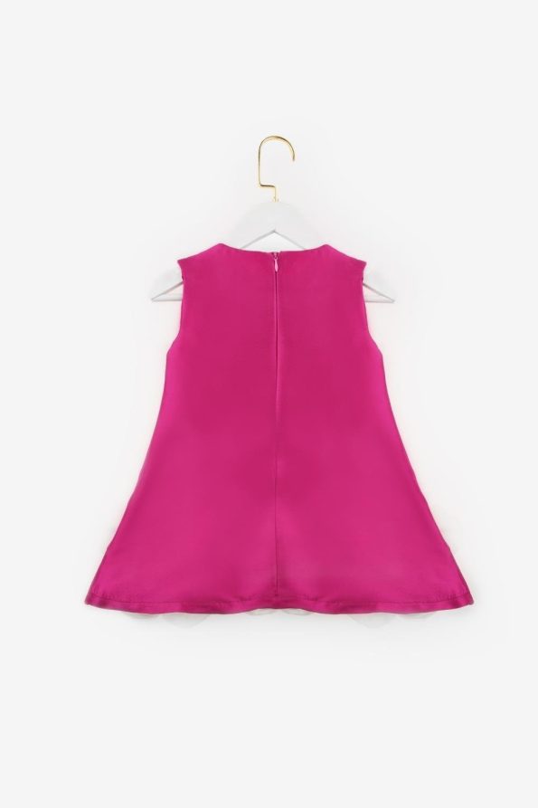 Fuchsia Dress with Rose Detail for Girls - Paola