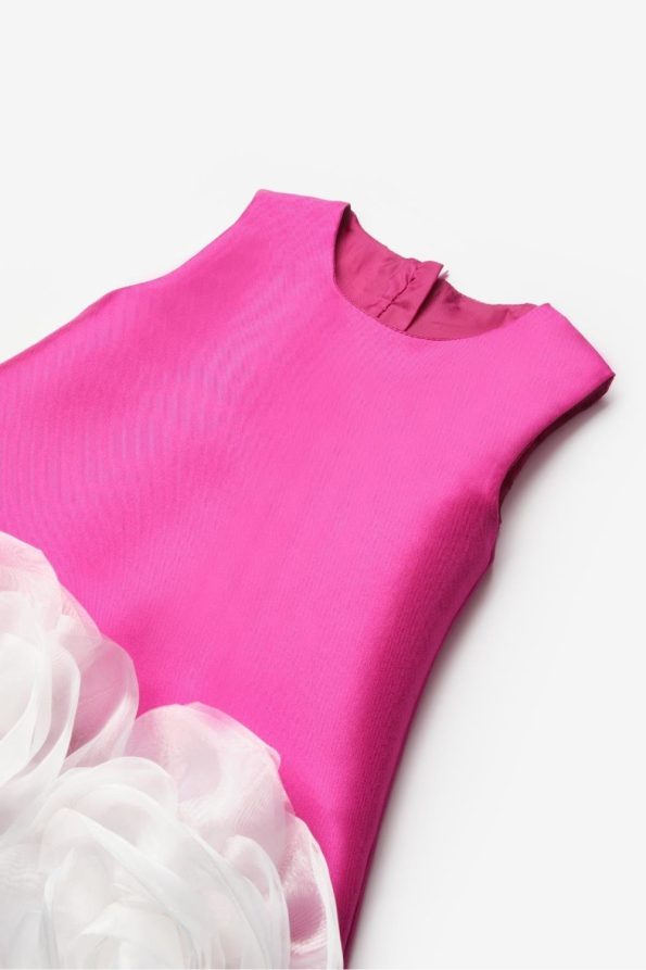 Fuchsia Dress with Rose Detail for Girls - Paola