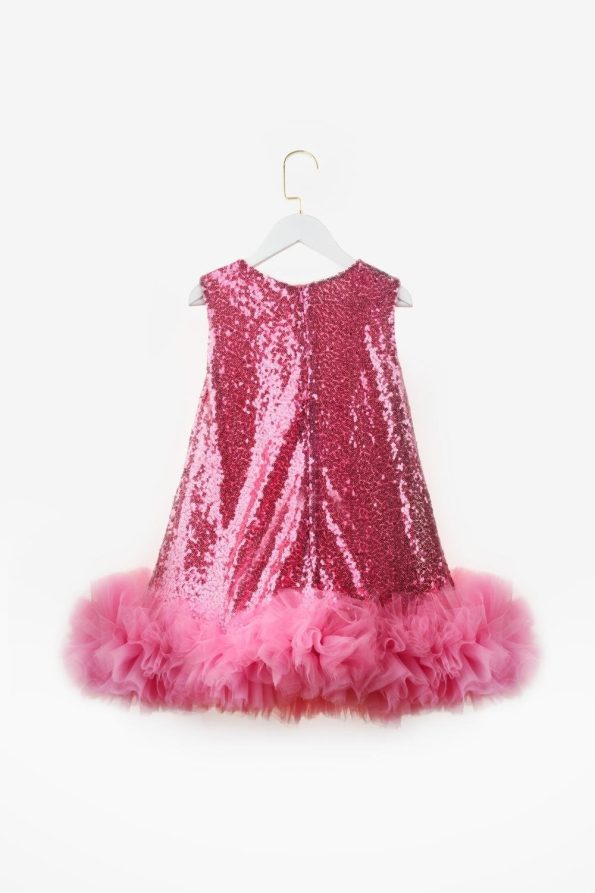 Fuchsia Tulle and Sequin Girls Dress - Evie
