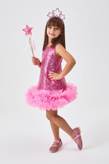 Fuchsia Tulle and Sequin Girls Dress - Evie