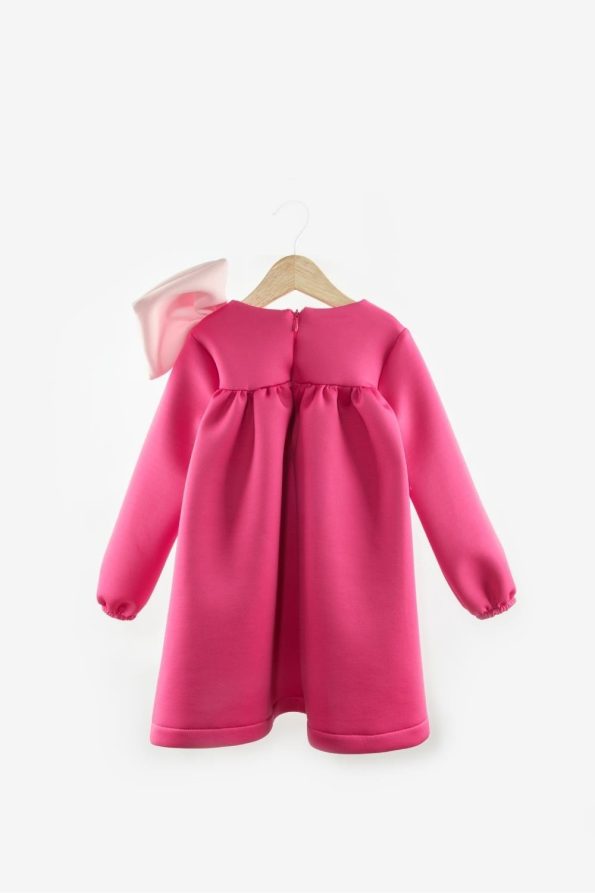 Fuchsia Bow Detail Dress for Girls - Leah