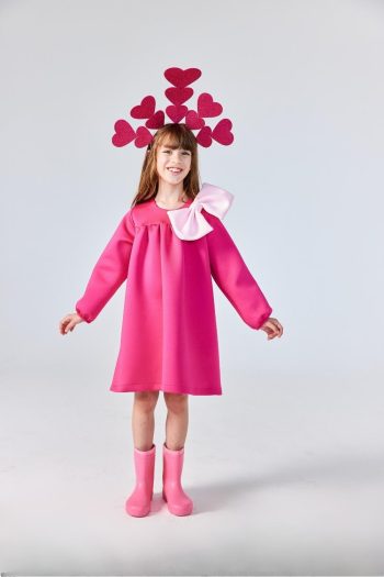 Fuchsia Bow Detail Dress for Girls - Leah