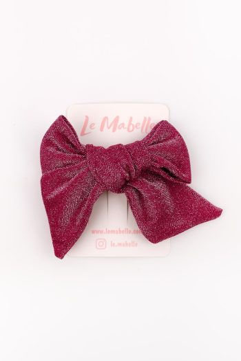 Fuchsia Glitter Bow Hair Clip for Girls