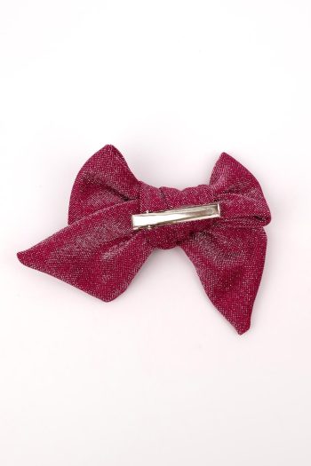 Fuchsia Glitter Bow Hair Clip for Girls