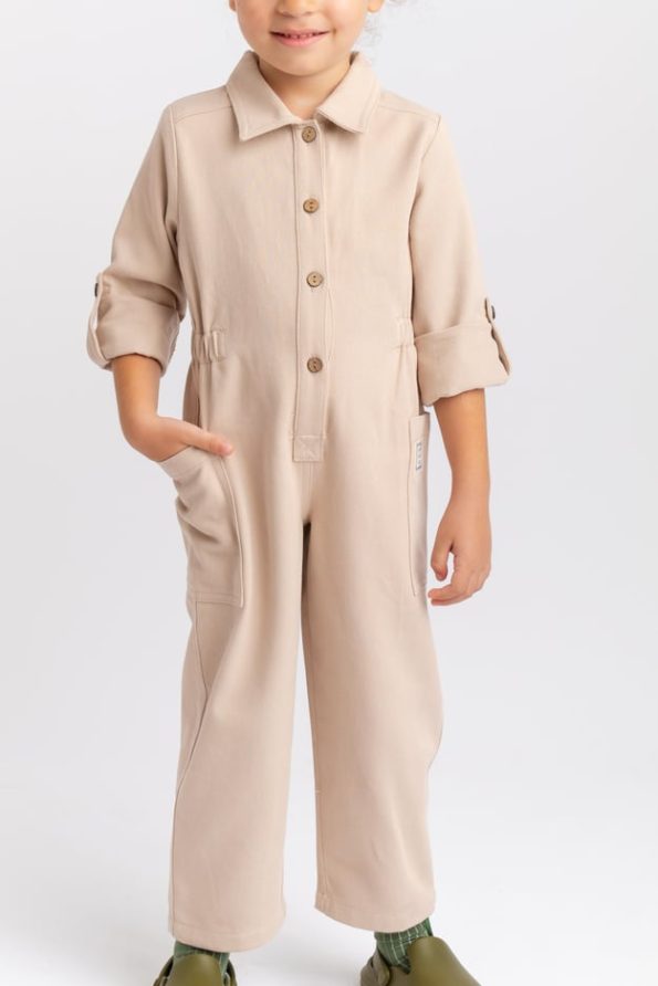 Beige Gabardin Overall for Ages 2-7