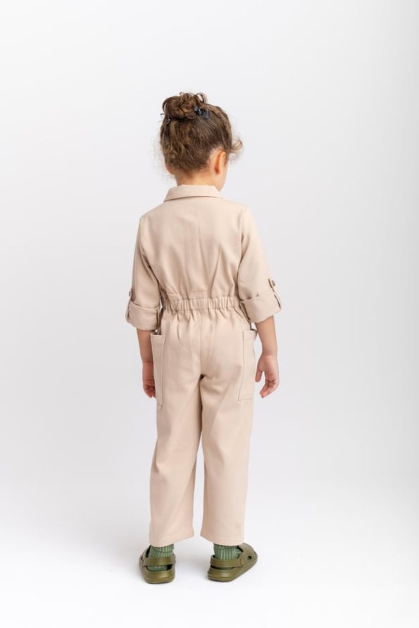 Beige Gabardin Overall for Ages 2-7
