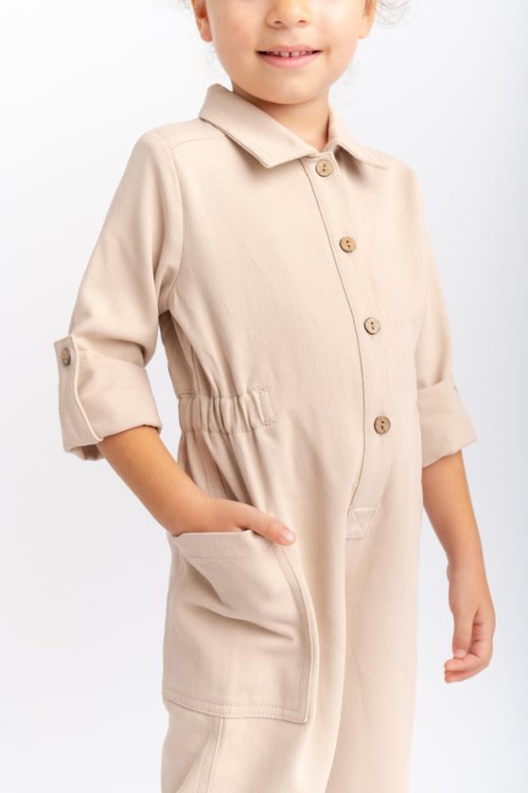 Beige Gabardin Overall for Ages 2-7