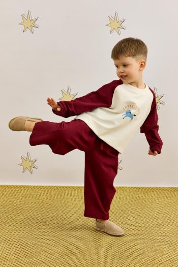 Burgundy Layered Sweatshirt Set
