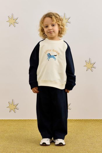 Navy Color-Blocked Sweatshirt Set