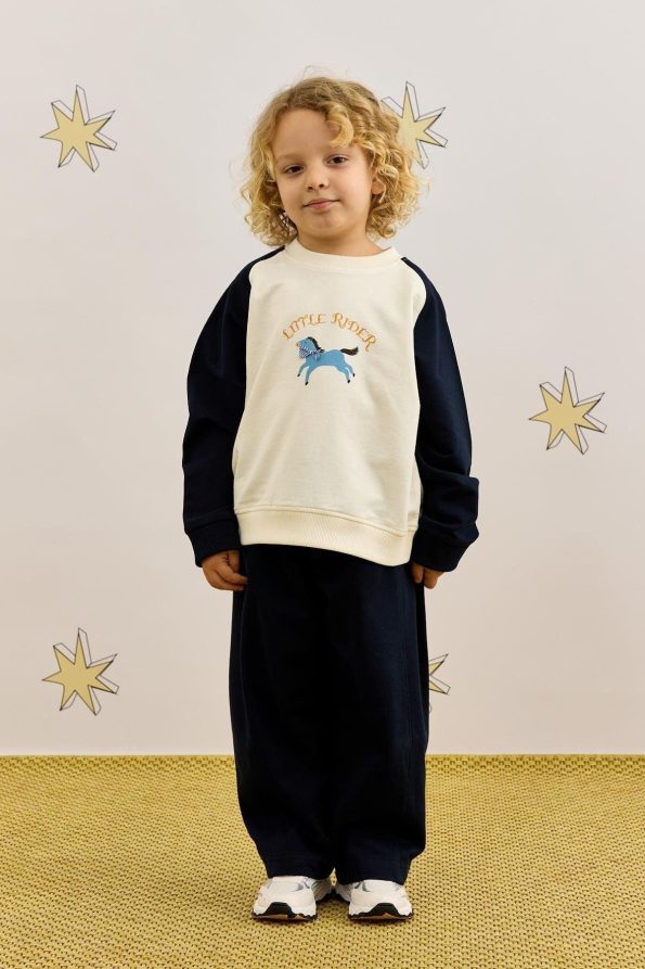 Navy Color-Blocked Sweatshirt Set