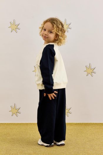 Navy Color-Blocked Sweatshirt Set
