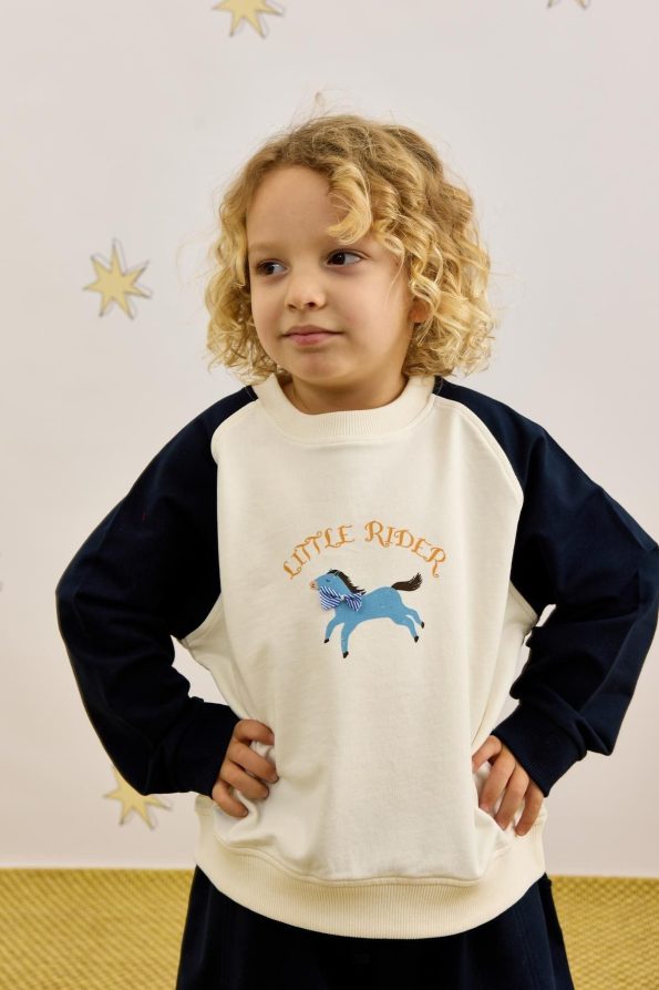 Navy Color-Blocked Sweatshirt Set