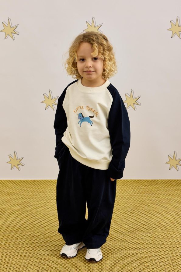Navy Color-Blocked Sweatshirt Set