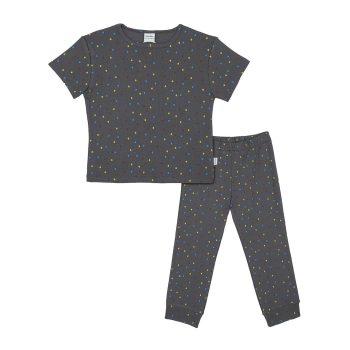 Short Sleeve Pajama Set with Night Lights