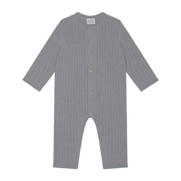 Gray Herringbone Knit Romper