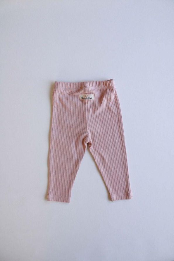 Dusty Rose Ribbed Baby Leggings