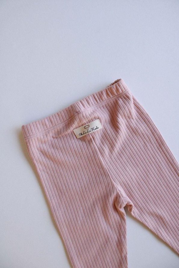 Dusty Rose Ribbed Baby Leggings