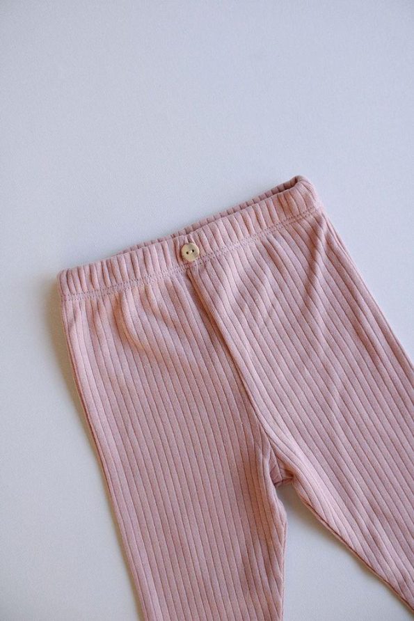Dusty Rose Ribbed Baby Leggings