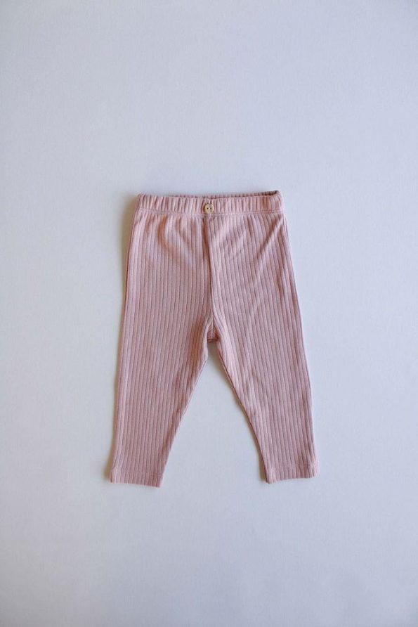 Dusty Rose Ribbed Baby Leggings