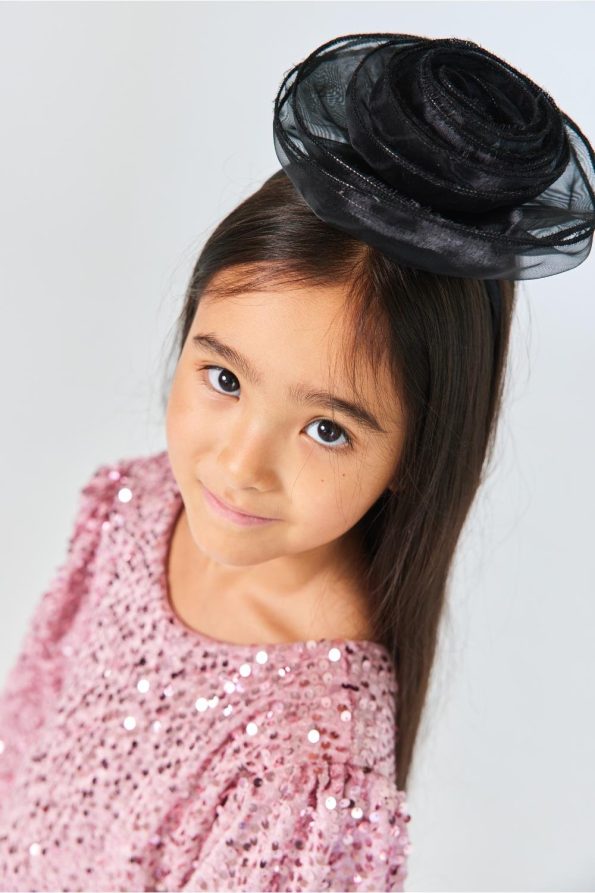 Pink Velvet Dress with Sequins for Girls - Oriel
