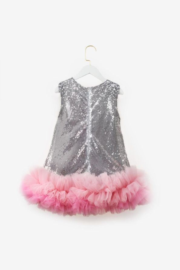 Silver Tulle and Sequin Girl's Dress - Evie