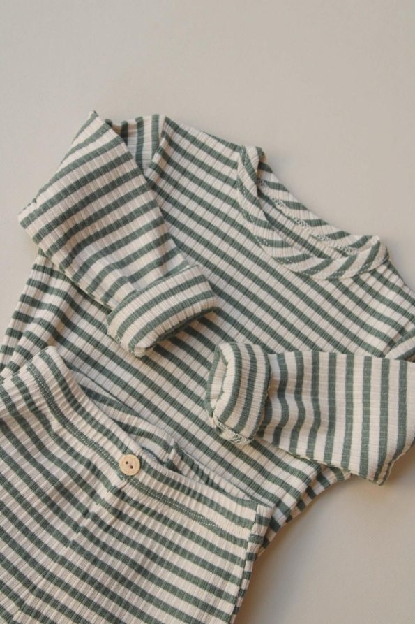 Khaki Striped Two-Piece Set