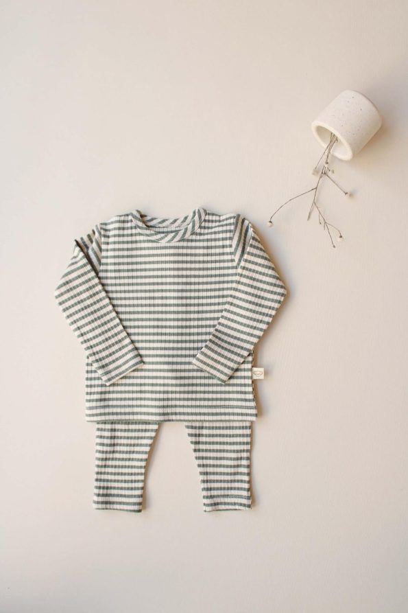Khaki Striped Two-Piece Set