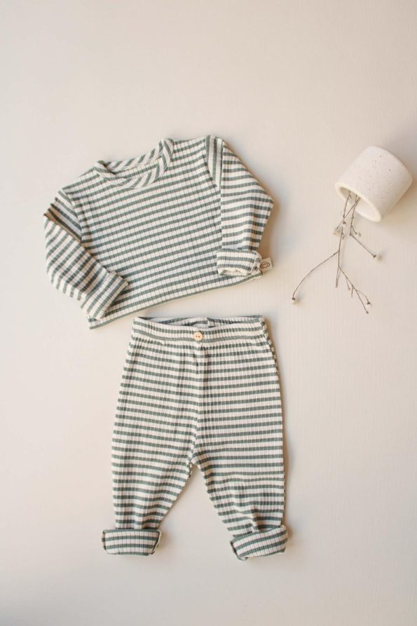 Khaki Striped Two-Piece Set