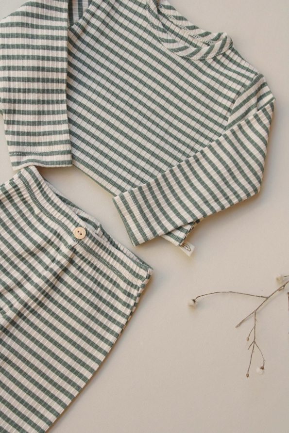 Khaki Striped Two-Piece Set