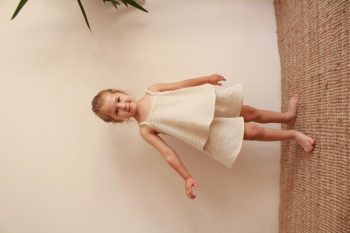 Khaki Striped Ruffled Girls' Tank Top and Shorts Set