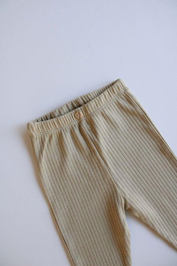 Khaki Ribbed Baby Leggings