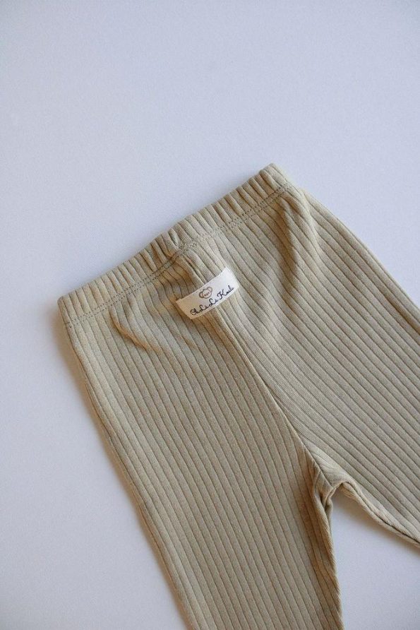 Khaki Ribbed Baby Leggings