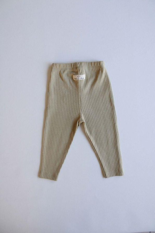 Khaki Ribbed Baby Leggings