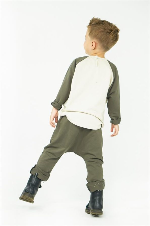 Khaki Cream Jersey Raglan Sleeve Tracksuit Set