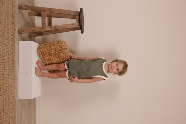 Khaki Unisex Tank Top and Shorts Set