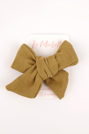 Mustard Velvet Bow Clip for Girls