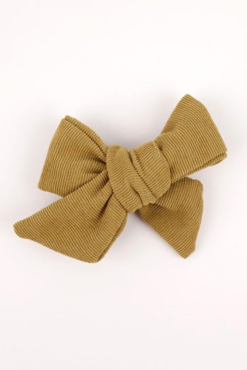 Mustard Velvet Bow Clip for Girls
