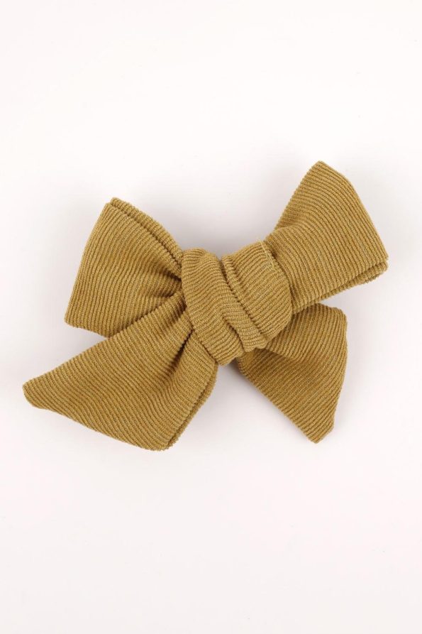 Mustard Velvet Bow Clip for Girls