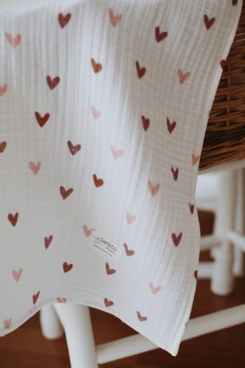 Heart 4-Layer Muslin Blanket 95x95cm