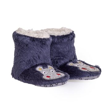 Boys' Wellsoft Hippo Embroidered Slippers in Navy