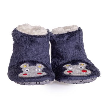 Boys' Wellsoft Hippo Embroidered Slippers in Navy
