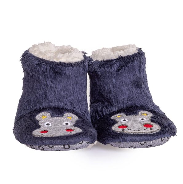 Boys' Wellsoft Hippo Embroidered Slippers in Navy