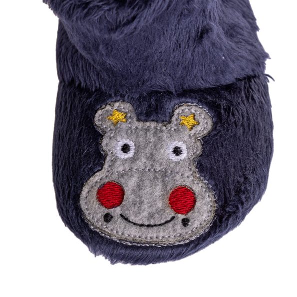 Boys' Wellsoft Hippo Embroidered Slippers in Navy