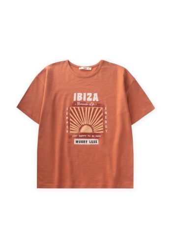 Ibiza Printed T-Shirt for Ages 8-12 Orange