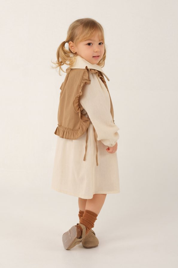 Two-Piece Beige Shirt Dress
