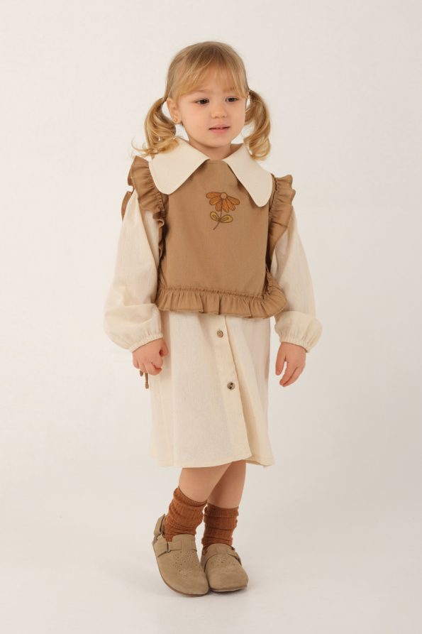 Two-Piece Beige Shirt Dress