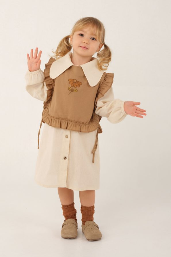 Two-Piece Beige Shirt Dress