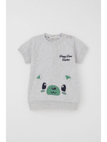 Breeze Baby Boys Capri Set with Cute Bear Embroidery in Light Gray Melange (9 Months - 3 Years)