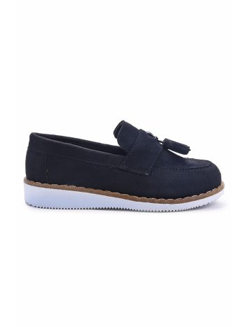 KIKO Black Suede Bowtie School Shoes for Boys